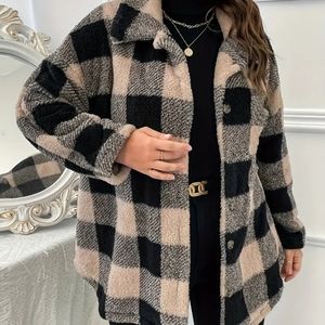 Plus Size Fuzzy Casual Shacket 2XL